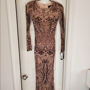 Bronze Sequin Evening Gown